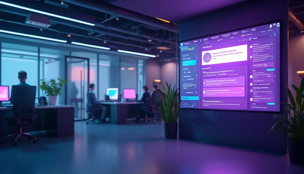 Chatbot IA offrant un service client 24/7 sur écran d'ordinateur