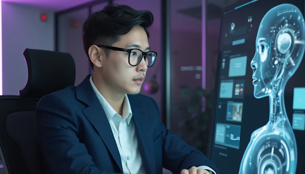 Illustration montrant des chatbots et voicebots en action pour le service client