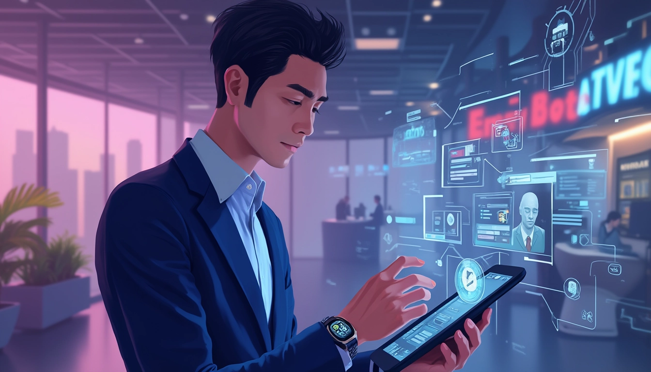 Illustration représentant l'intégration de l'automatisation IA dans des PME variées