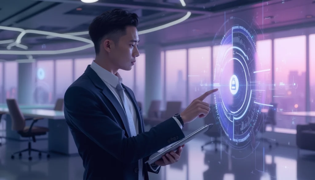 Un voicebot interagissant avec un client à travers un écran avec des graphiques de données