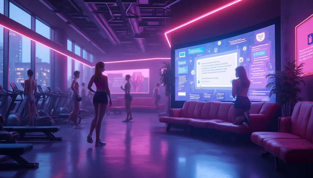 Chatbot fitness interactif montrant des réponses automatisées sur le service client