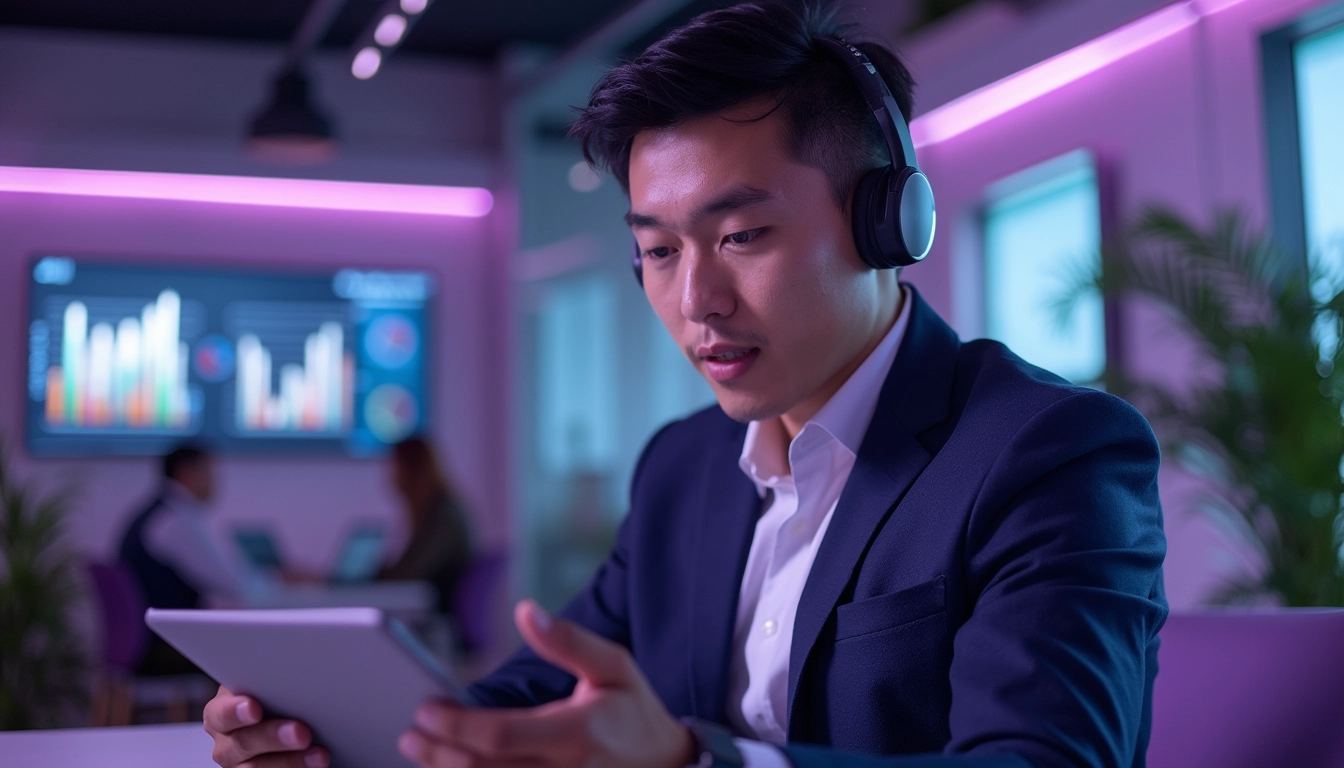 Un chatbot et un voicebot interagissant avec des clients sur une interface numérique.