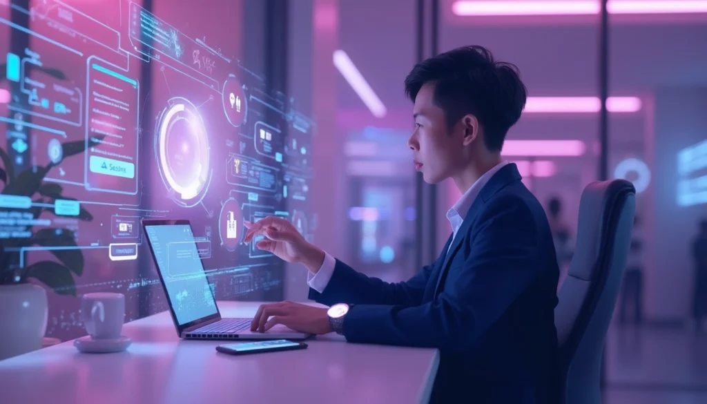 Illustration représentant la transformation numérique avec des chatbots et voicebots pour optimiser les opérations des PME