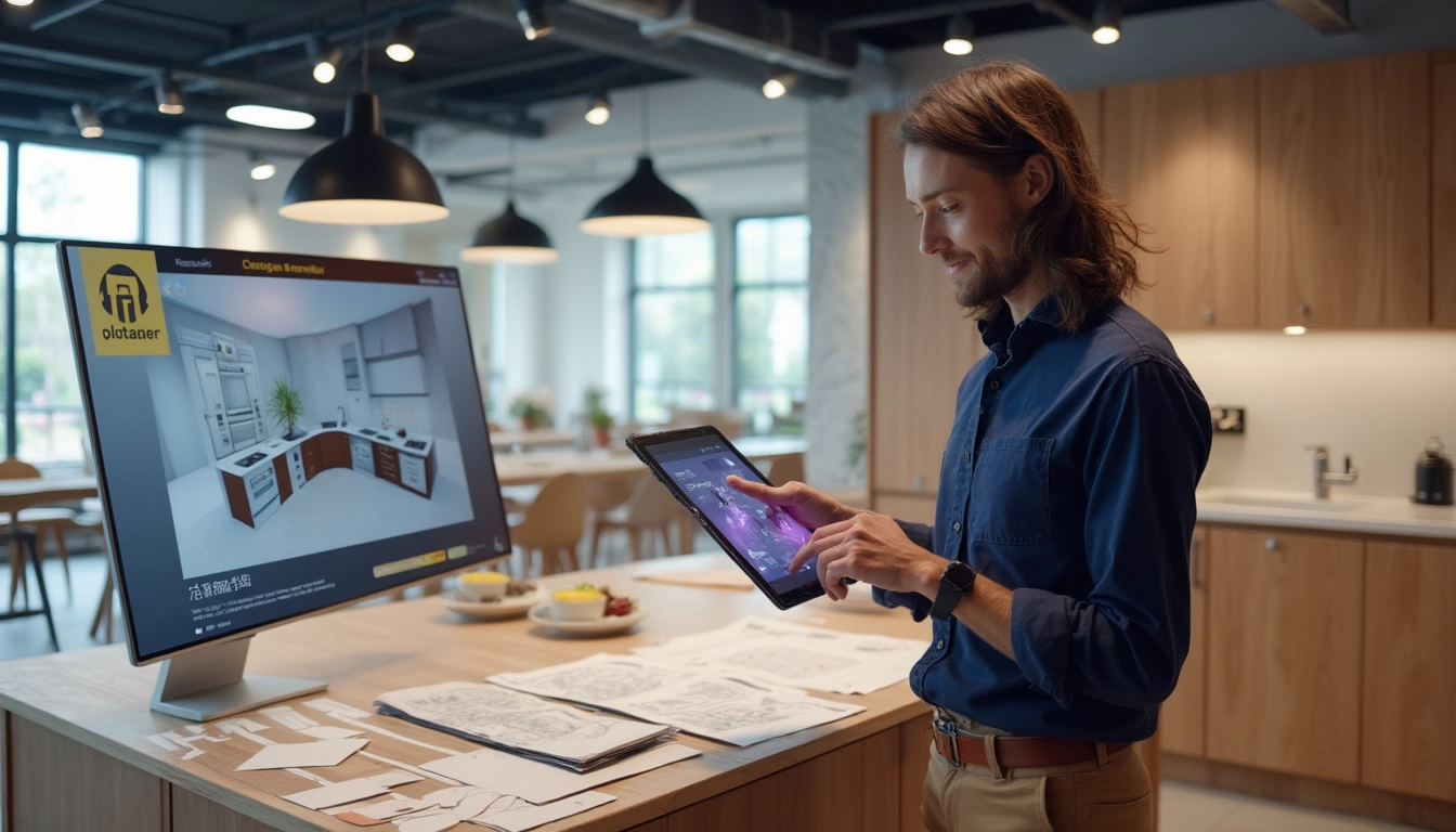 Cuisiniste utilisant un système automatisé avec chatbot pour améliorer la productivité