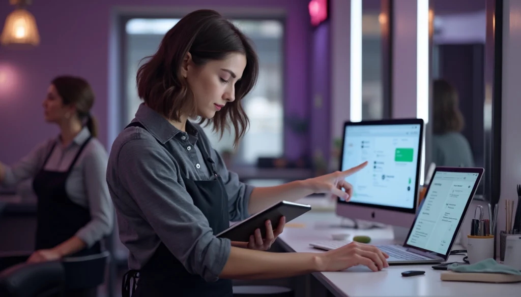 Salon de coiffure utilisant des outils d'intelligence artificielle pour optimiser la gestion.
