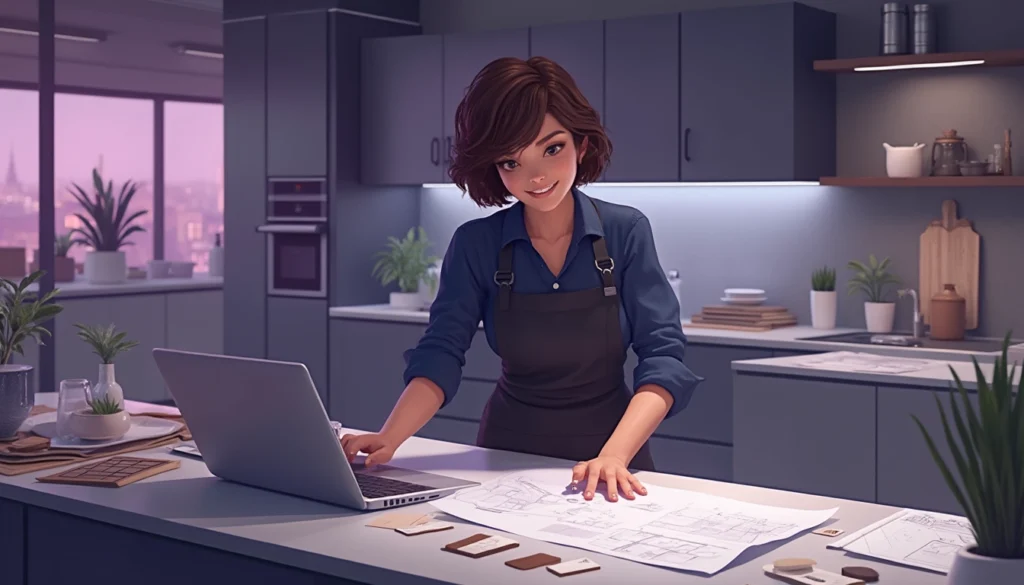 Cuisiniste utilisant un logiciel d'automatisation pour gérer les tâches administratives