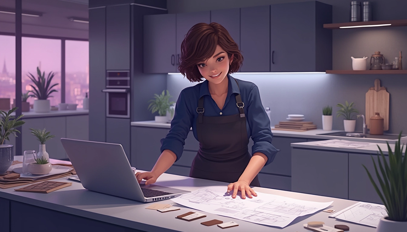 Cuisiniste utilisant un logiciel d'automatisation pour gérer les tâches administratives