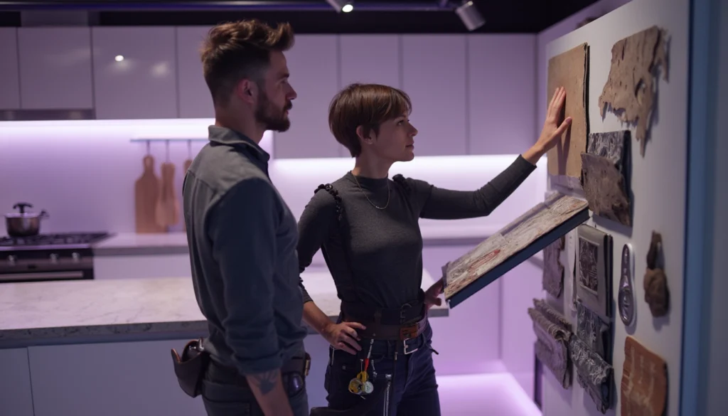 Cuisiniste utilisant des outils d'automatisation et chatbots pour optimiser la gestion client