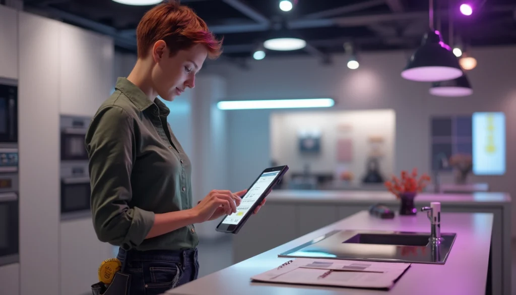 Interface d'un chatbot pour service client dans un magasin de cuisines.