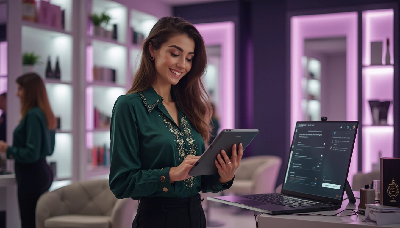 Illustration d'un chatbot marketing interactif pour un salon de coiffure, aidant à la prise de rendez-vous