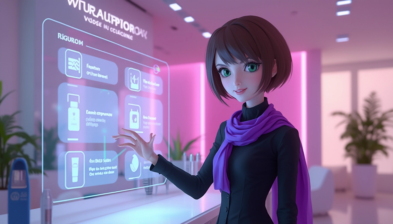 Voicebot IA interagissant avec une cliente dans un institut de beauté.