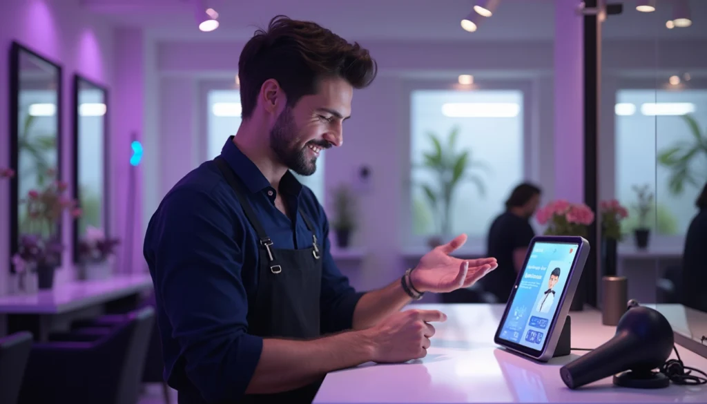 Voicebot interagissant avec un client pour prendre un rendez-vous dans un salon de coiffure