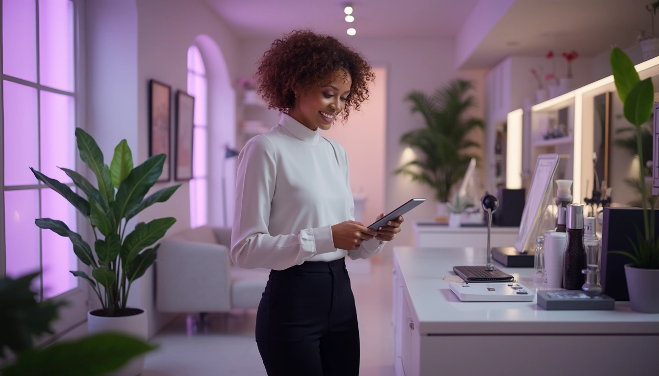 Assistants virtuels facilitant les réservations dans un salon de coiffure moderne