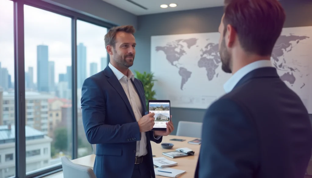 Chatbot intelligent assisté sur un site d'agence immobilière, répondant aux demandes des clients