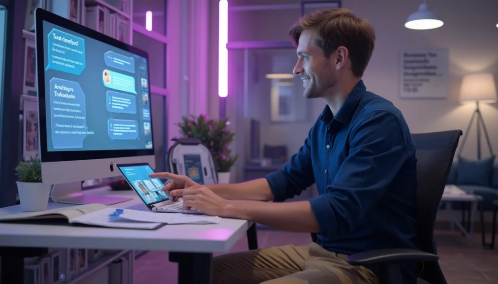 Graphique illustrant les avantages des solutions AI pour les PME, mettant en avant l'automatisation et les chatbots.