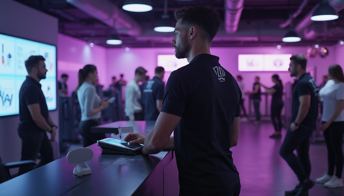 Chatbot représentant l'automatisation des services dans un centre de fitness avec un membre qui interagit
