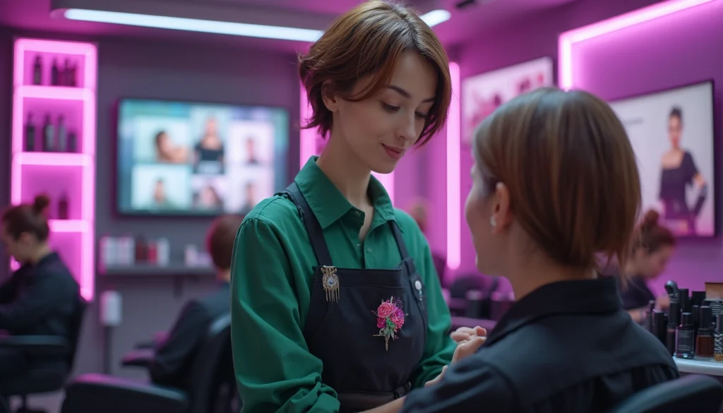 Équipe de coiffeurs discutant pour améliorer la communication interne dans un salon