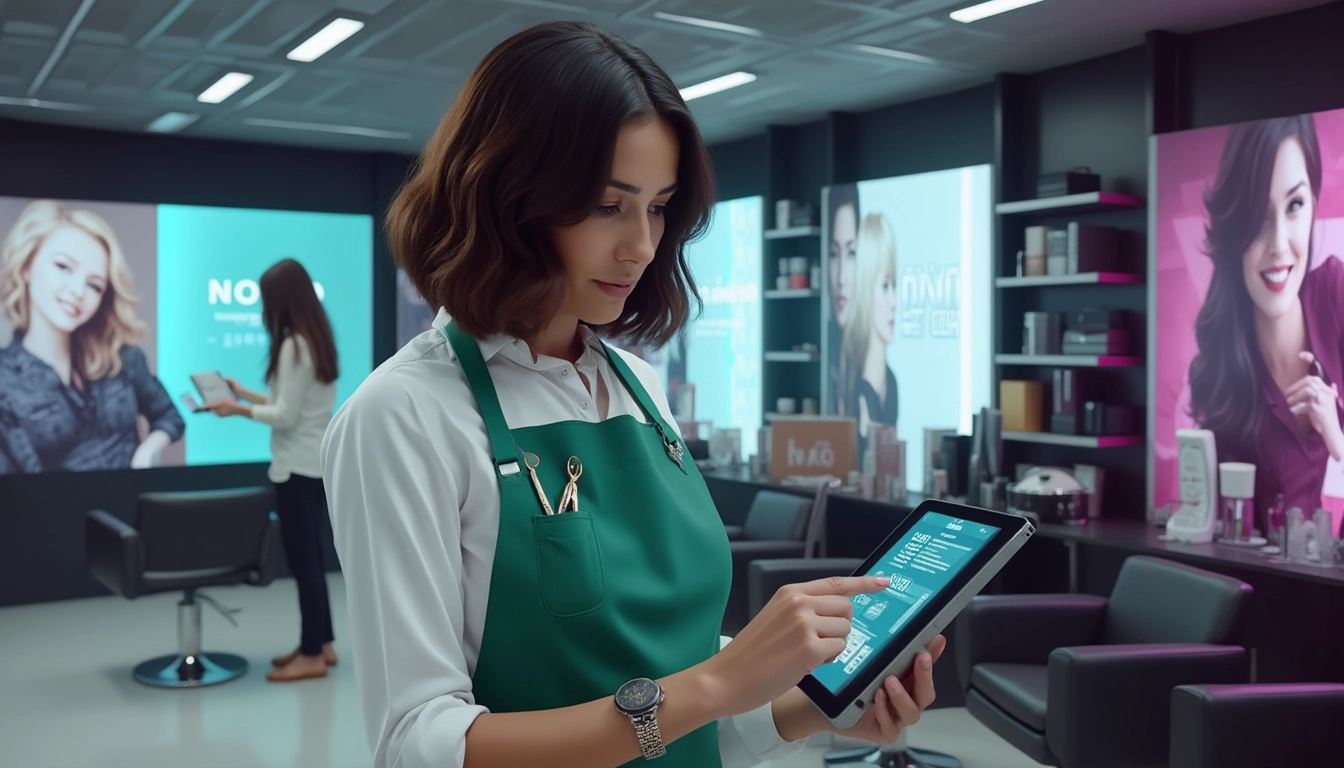 Chatbot interagissant avec des clients dans un salon de coiffure moderne