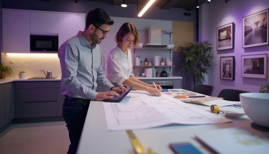 Écran d'ordinateur affichant des outils d'automatisation pour cuisinistes et PME