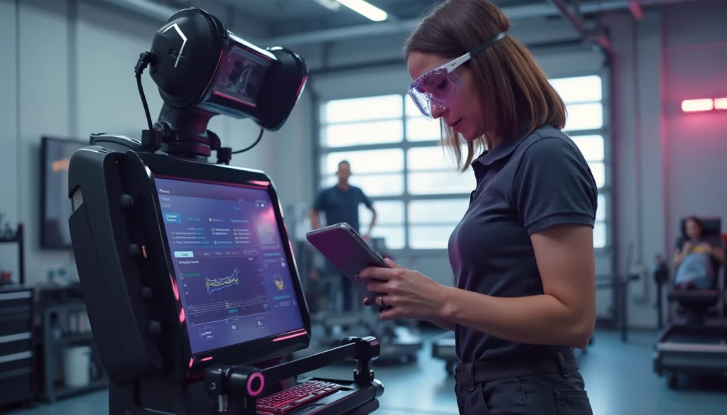 Équipements fitness automatisés intégrés dans un garage automobile moderne