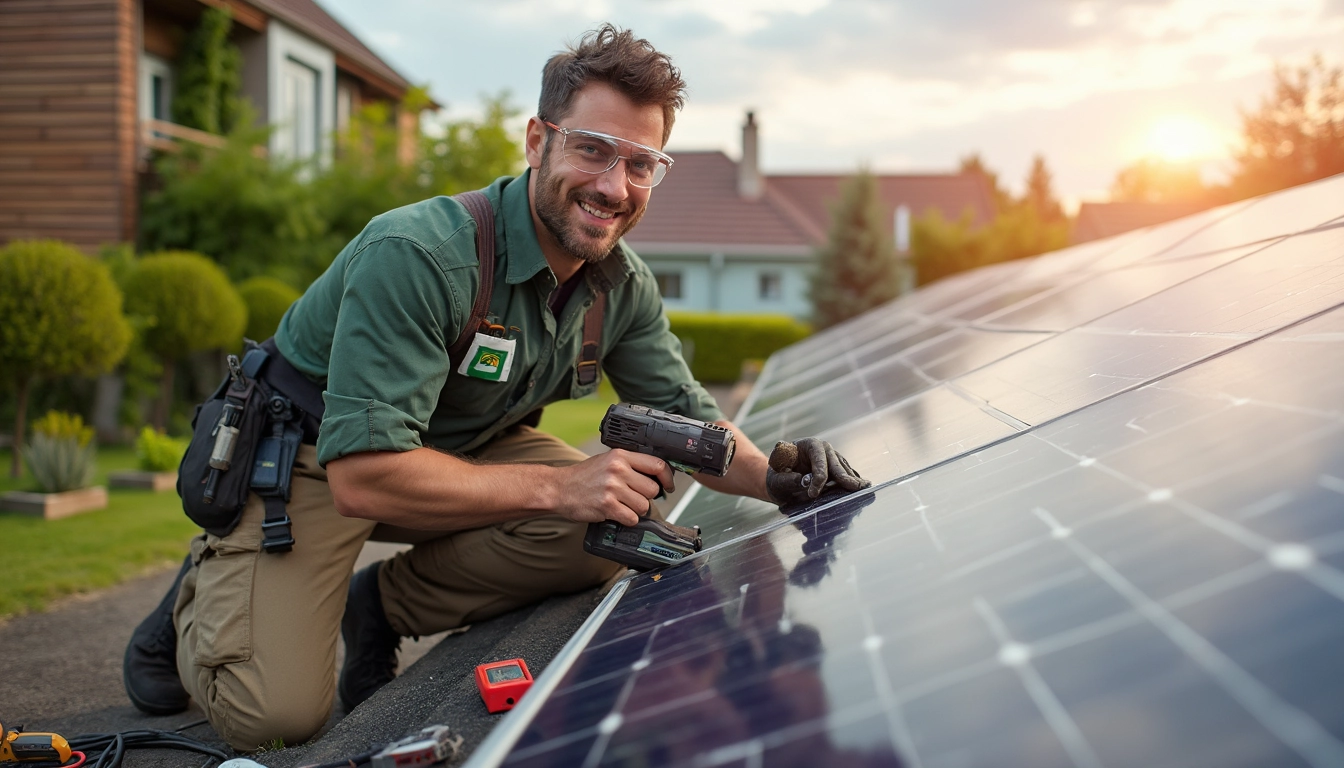 Installateur utilisant des outils numériques pour optimiser l'intégration des systèmes photovoltaïques