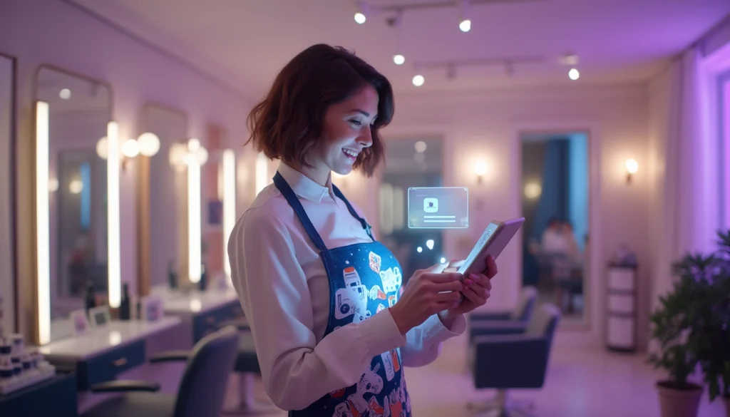 Illustration d'un chatbot interagissant avec un client pour gérer des réservations dans une petite entreprise