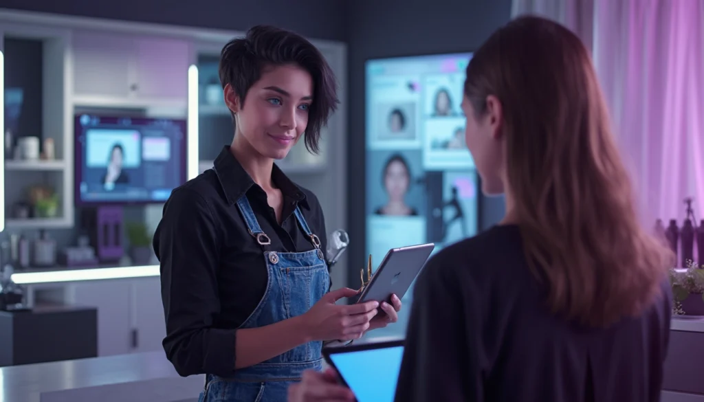 Technologie d'automatisation dans un salon de coiffure avec chatbots et gestion des rendez-vous