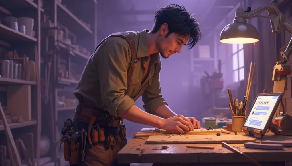 Chatbot intégré à un site d'ébénisterie offrant assistance et information aux clients