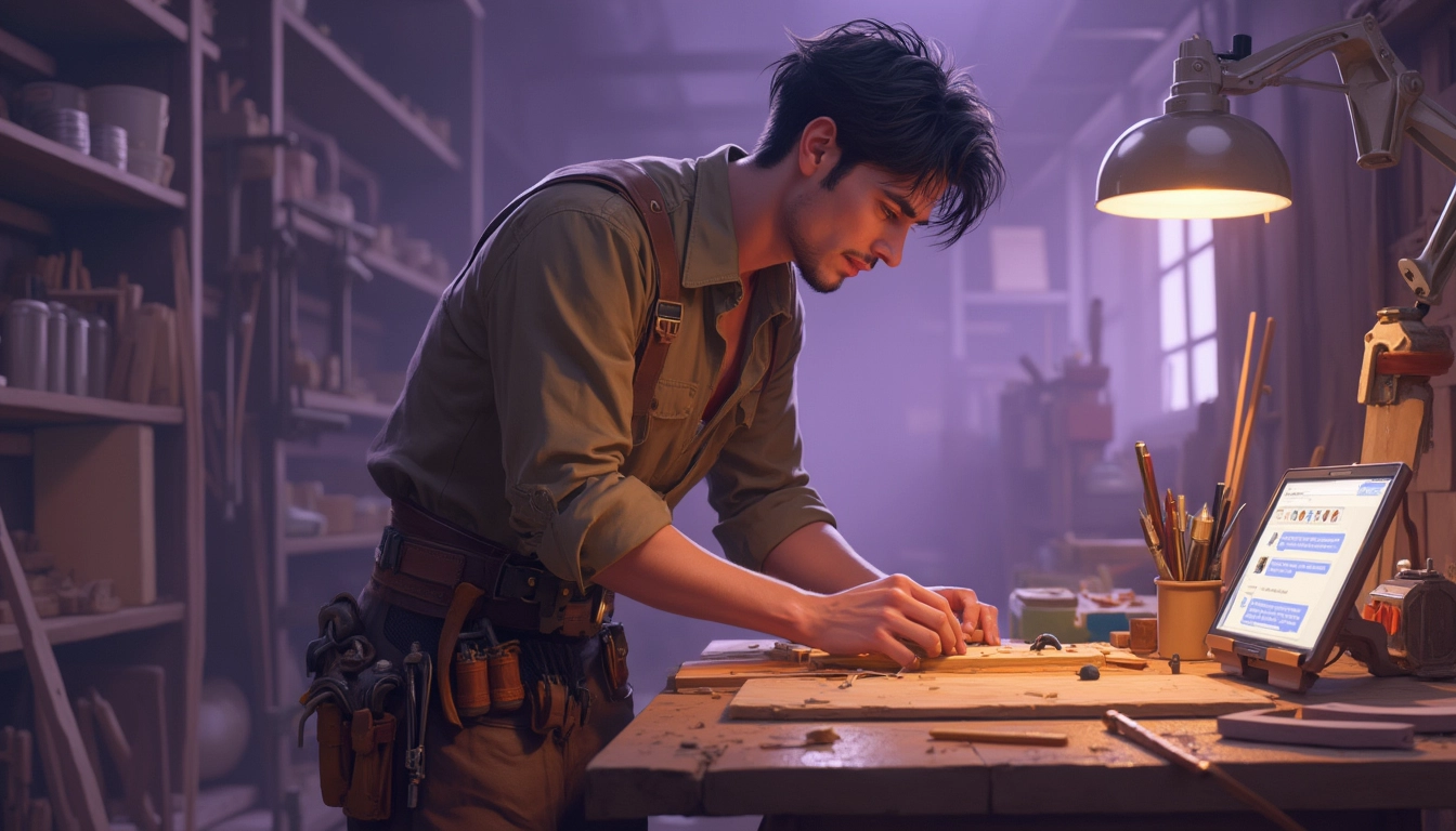 Chatbot intégré à un site d'ébénisterie offrant assistance et information aux clients