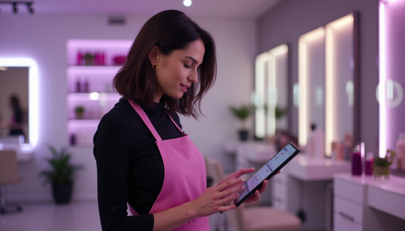 Capture d'écran d'un logiciel de gestion pour un institut de beauté, affichant un calendrier de rendez-vous intégré