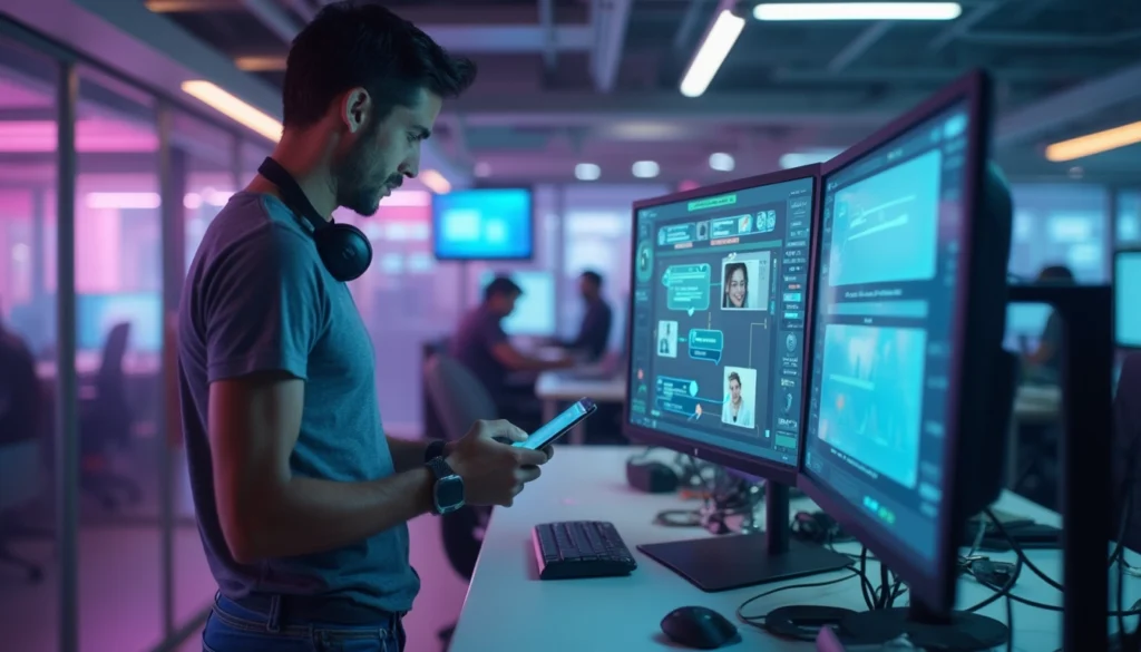 Vue d'un voicebot interagissant avec un client pour améliorer le service client des PME.