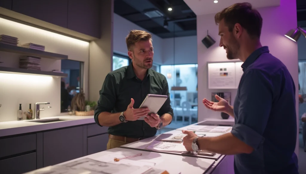 Illustration des stratégies d'automatisation dans le secteur de la construction avec des chatbots et outils numériques