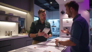 Illustration des stratégies d'automatisation dans le secteur de la construction avec des chatbots et outils numériques