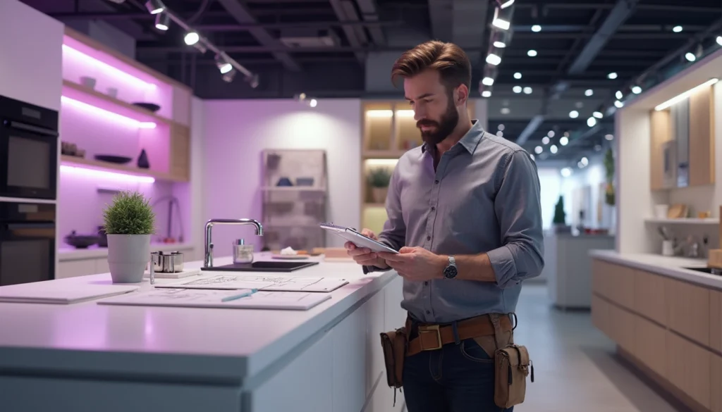 Illustration montrant l'impact de l'intelligence artificielle sur les petites et moyennes entreprises, incluant des cuisinistes et instituts de beauté.