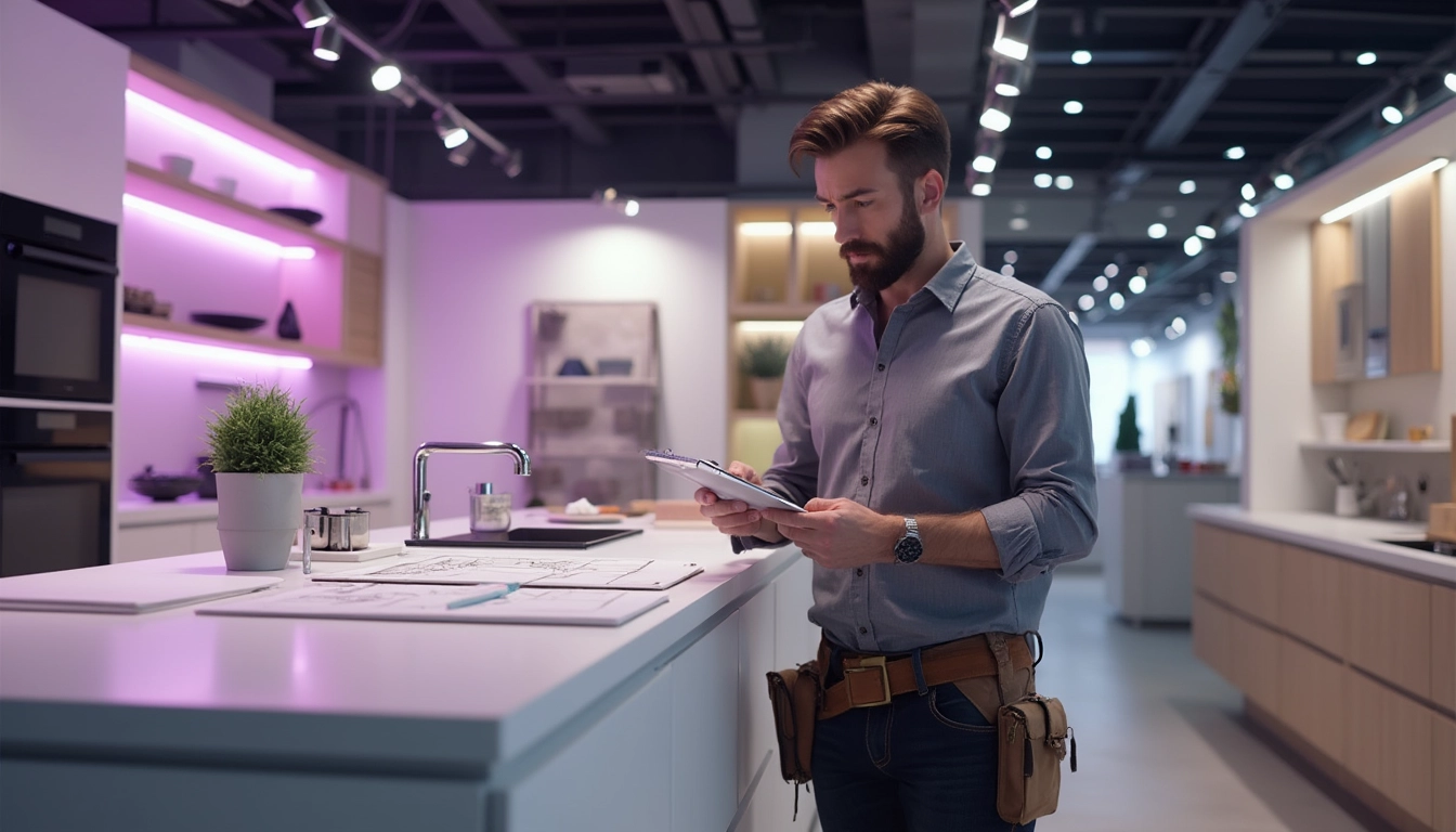 Illustration montrant l'impact de l'intelligence artificielle sur les petites et moyennes entreprises, incluant des cuisinistes et instituts de beauté.