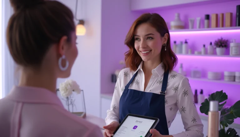 Voicebot IA interagissant avec un client dans un institut de beauté